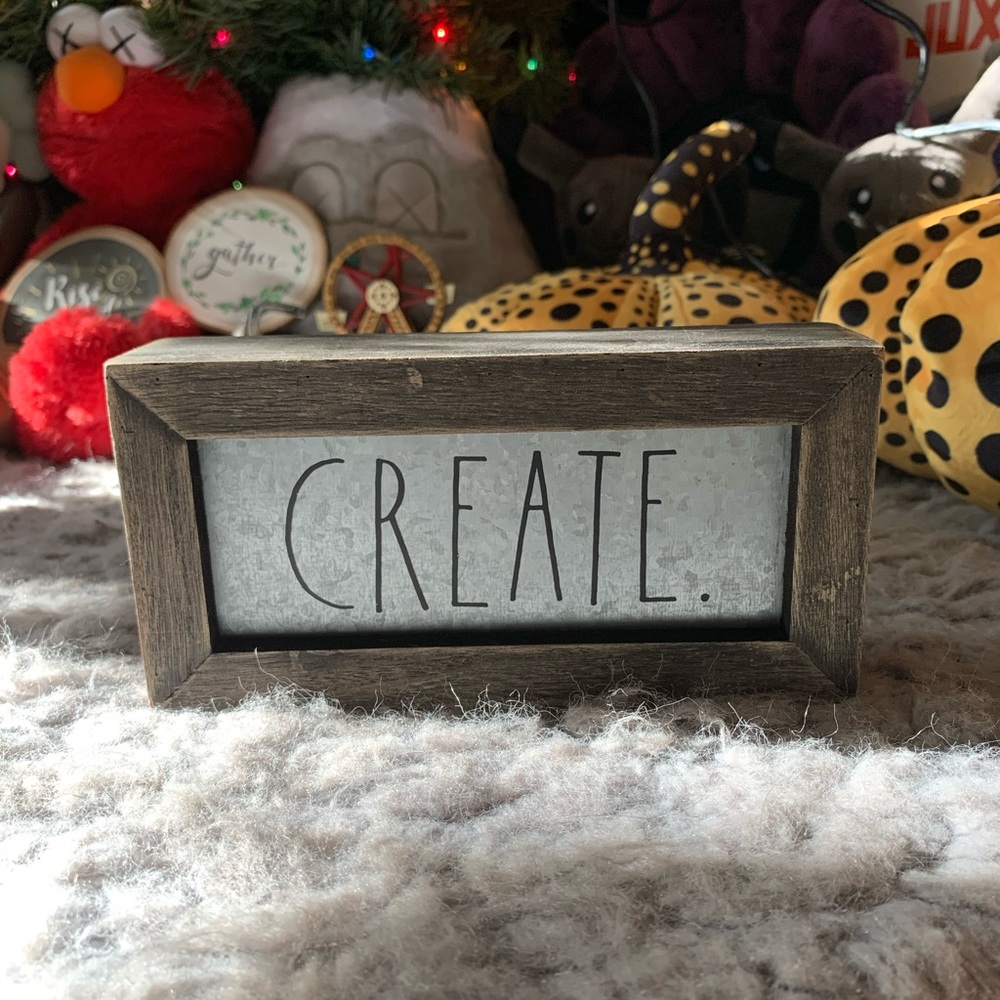 RAD DUNN “CREATE” Desk Plaque Sign Home Decor Wood